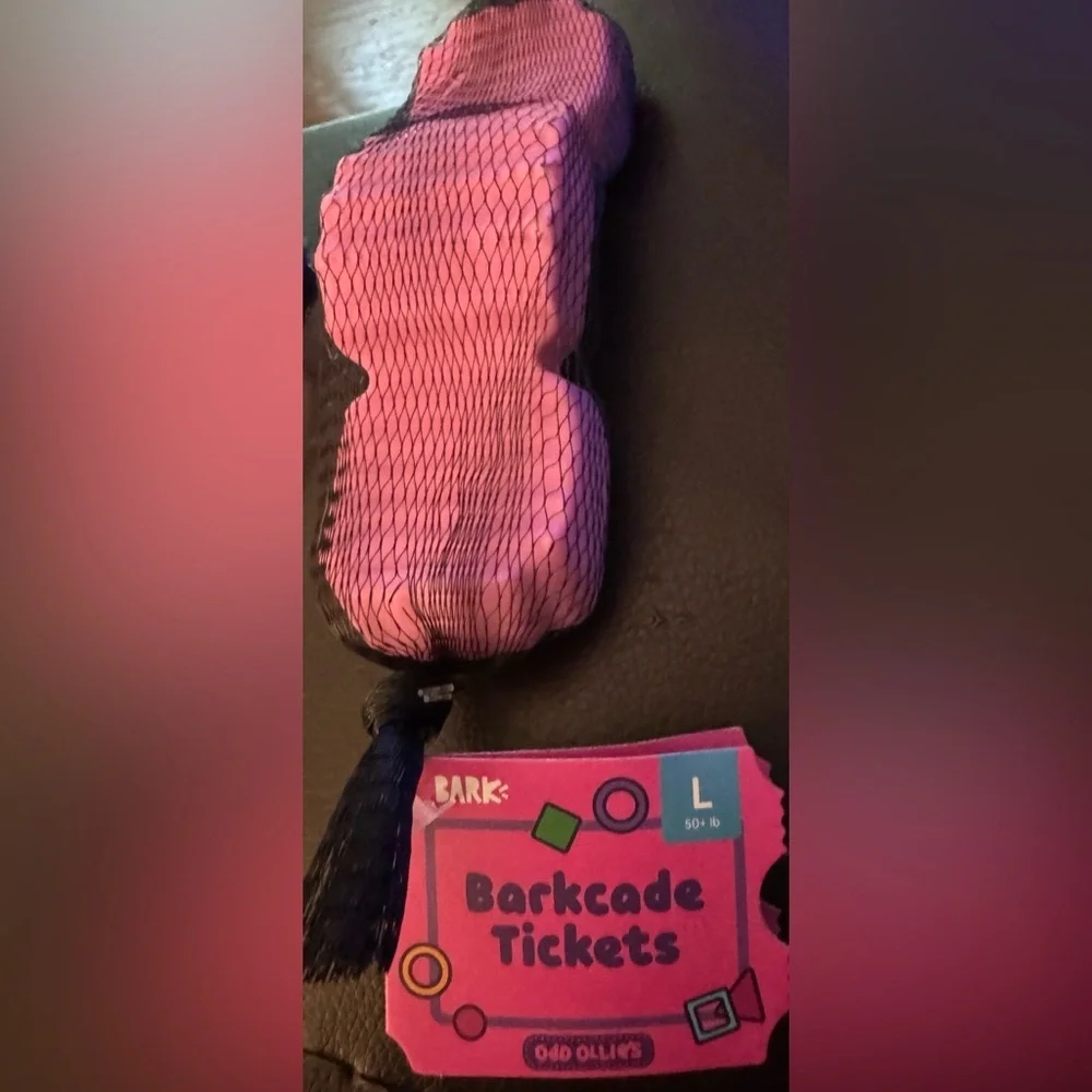 Barkbox SuperChewer L Dog Toy Barkcade Tickets solid nylon tough toy NEW PINK